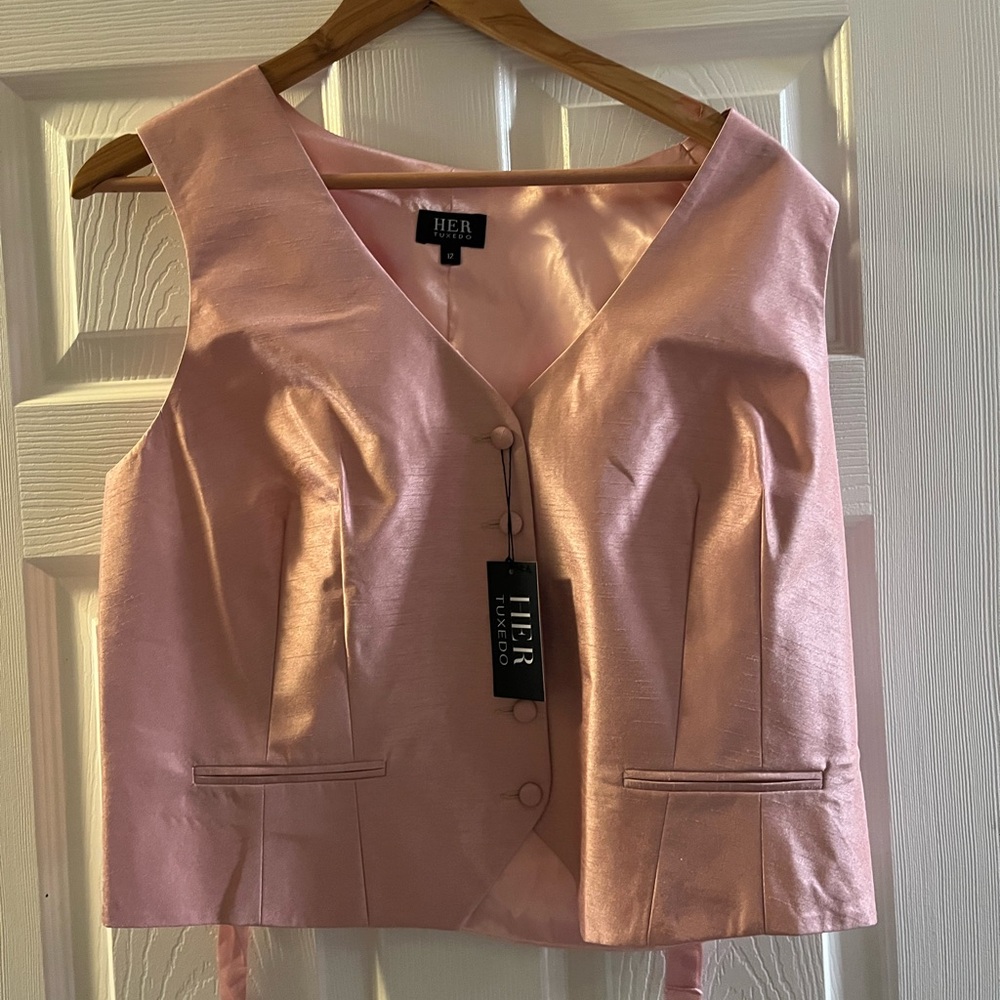 HER Tuxedo Pink Satin Vest